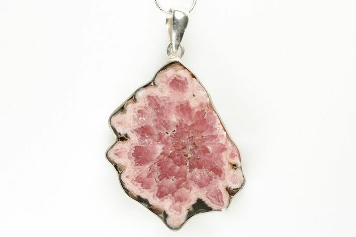 Large, Rhodochrosite Pendant (Necklace) - Sterling Silver #192307